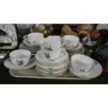 A Tray of Tea and Dinnerwares to Include Royal Worcester Mansfield and Monochrome Fruit Pattern