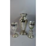 A Collection of Three 19th Century Free Blown Mercury Glass Vases, The Tallest 34cm high