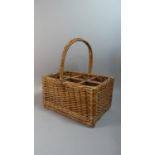 A Wicker Six Division Wine Basket, 35cm Wide