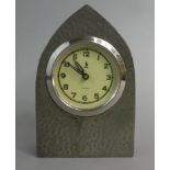 A Mid 20th Century Pewter Cased Lancet Mantle Clock by Anker, 12cm High, Working Order