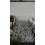 A Large Tray of Cut and Moulded Glassware to Include Wines, Whiskies, Sherries, Brandy Balloons,