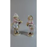 A Pair of Continental Figures, Boy and Girl, 17.5cm High