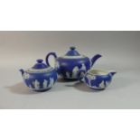 A Wedgwood Jasperware Tea Set Comprising Teapot, Sugar and Cream