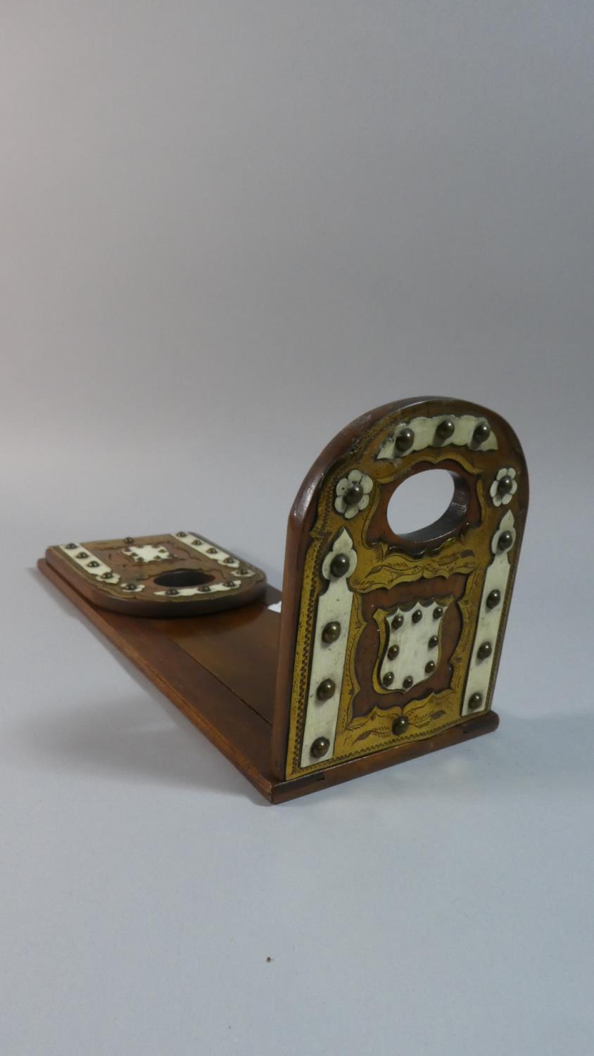 A Late Victorian Brass Mounted Mahogany Book Slide with Hinged Ends, 33cm Wide When Closed