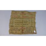 An Unframed Sampler by Jane Woodward 1808, 31cm Wide x 28cm