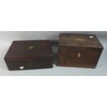 A Late 19th Century Mahogany Work Box and a Mahogany Writing Slope, Both in Need of Restoration