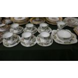 A Foley Teaset, Broadway Pattern Comprising Six Trios, Sugar and Cream and a Cake Plate