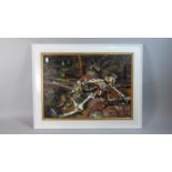 A Framed Oil on Metal, Fallen Warrior by Geoffrey Hewitt, 50cm Wide