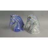 A Pair of Blue Glazed Horse Head Ornaments