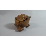 A Chinese Terracotta Feng Shui Money Frog Also Know as the Three Legged Toad, Impressed Mark