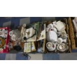 Three Boxes of Sundries to Include Ceramics, Pictures and Prints, Records, Glassware, Vintage