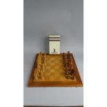 A Set of 4" Staunton Chess Pieces by Petrushkin Games Together with a Jacques Inlaid Wooden Chess