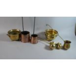 A Collection of Copper and Brass Cider and Spirit Warmers, Two Brass Bowls etc