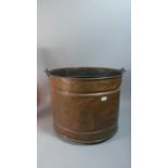 A Large Cylindrical Copper Coal Bucket, 37cm Diameter