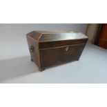 A Mid 19th Century Rosewood Sarcophagus Shaped Tea Caddy on Bun Feet, 30.5cm Wide