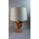 A Large Terracotta Type Table Lamp and Shade
