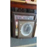 An Edwardian Mirror and Framed Photograph of Gent with Dog