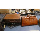 A Vintage Leather Holdall and Two Suitcases