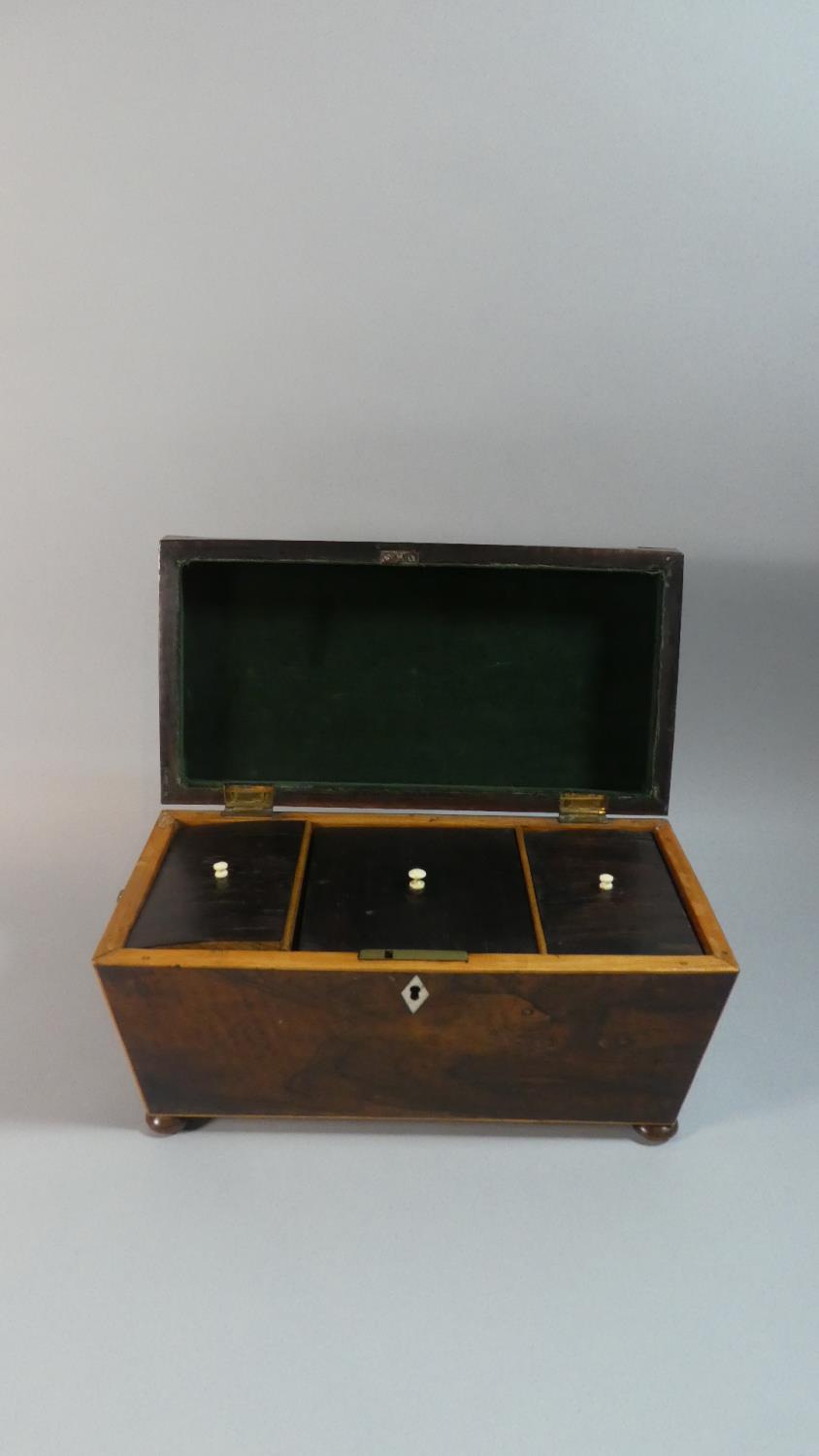 A Mid 19th Century Rosewood Sarcophagus Shaped Tea Caddy on Bun Feet, 30.5cm Wide - Image 2 of 2