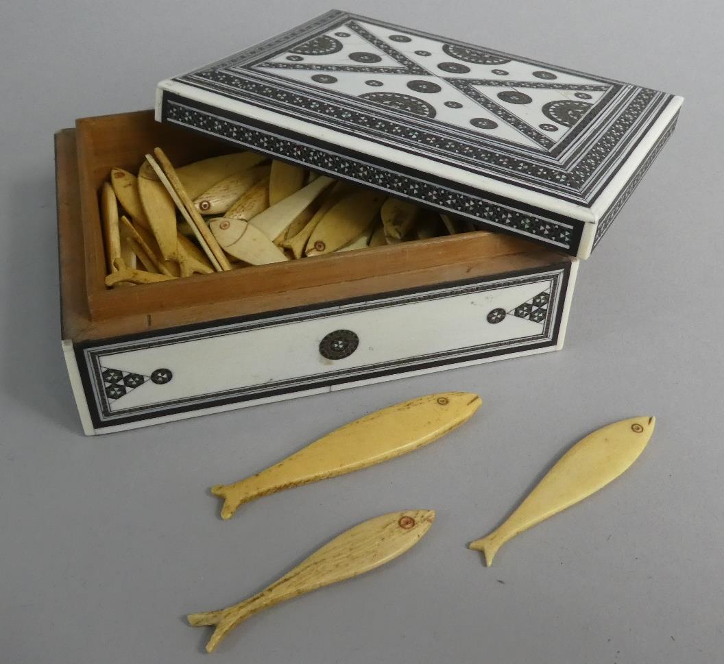 A Visakhapatnam Box Containing Large Quantity of Bone Fish Tokens - Image 2 of 5