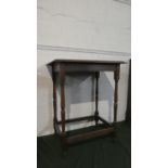 An Edwardian Oak Rectangular Topped Occasional Table with Turned Supports, 60cm Wide