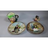 A Pair of Royal Doulton Old Balloon Seller Plates (Seconds) Together with Sairey Gamp Character