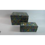Two Modern Enamelled Storage Boxes, The Largest 30.5cm Wide