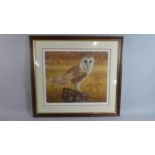 A Limited Edition Print of a Barn Owl, Signed by the Artist Robert E Fuller, 39.5cm Wide