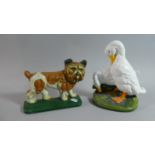 Two Late 20th Century Cast Iron Novelty Door Stops in the Form of Dog and Ducks