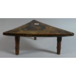 A 19th Century Triangular Burr Wood Kettle Stand on Three Turned Feet, 28cm Wide