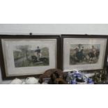 A Pair of Large Framed John Leech Sporting Chromolithographs, Each 60cm Wide