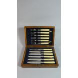 An Edwardian Cased Set of Six Bone Handled Fruit Knives and Forks