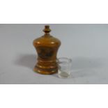 A Turned Wooden Mauchline Ware Souvenir, The Summit of Snowdon Containing Small Glass Tot, Total