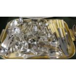 A Tray of Silver Plated and Bone Handled Cutlery