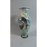 A Hand Painted Vase Decorated with Swallows in Reeds, 30.5cm high