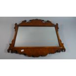 A Burr Walnut Framed Fret Cut Rectangular Wall Mirror, 55cm wide