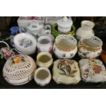 A Collection of Continental and Hungarian Ceramics to Include Hand Painted Lidded Pots, Pierced