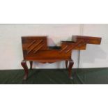 A Large Far Eastern Hardwood Cantilevered Sewing Box on Cabriole Supports, 75cm Wide