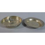 A Silver Pin Dish with Ibex Mount, Chester Hallmark, 24.7g Together with White Metal Pin Dish