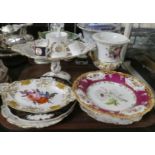 A Tray of Floral Hand Painted Ceramics to Include Coalport, Derby Etc, (Some AF), Miniature