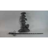 A Cast Metal 19th Century Style Stick Stand with Wrought Iron Poker, Stick Stand 37.5cm high