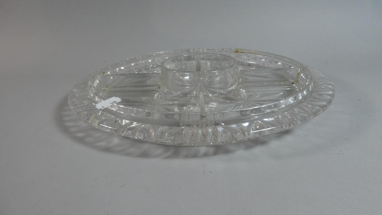 A Circular Glass Hors D'Oeuvres dish. 34cm Diameter