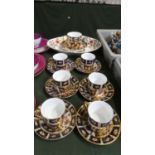 A Collection of Imari Patterned Coffee Cans and Saucers, Bowl and Royal Crown Derby Cup and