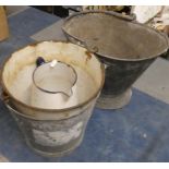 A Galvanized Bucket and Coal Bucket Together with an Enamelled Jug and Bucket