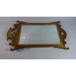 A Reproduction Georgian Style Fret Framed Mirror with Gilt Ho-ho Bird Decoration, 69cm High