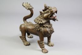 An Antique Chinese Bronze Fu Lion Censer