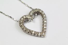 A 14ct White Gold Heart-Shaped Diamond Pendant