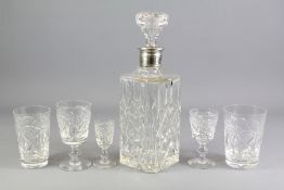 A Silver Collared Cut-Glass Decanter