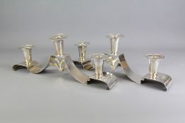 A Pair of Post War Modernist Silver Candlestick Holders