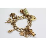 A 9ct Yellow Gold Curb Link Charm Bracelet